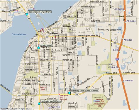 Fort Myers Downtown Florida Hotels Map From Southwest Florida Traveler