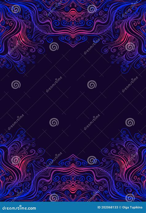 Bright Decorative Abstract Psychedelic Frame With Graceful Ornament Of