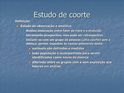 Epidemiologia Estudo De Coorte