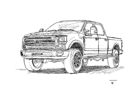 I Sketched This Super Duty With Ink To Make A Colouring Page For The