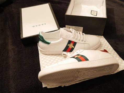 Designer Mens Gucci White Trainers Sneakers Bee Edition Uk10 Eur