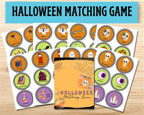 Halloween Matching Game Printable Halloween Party Game For Etsy
