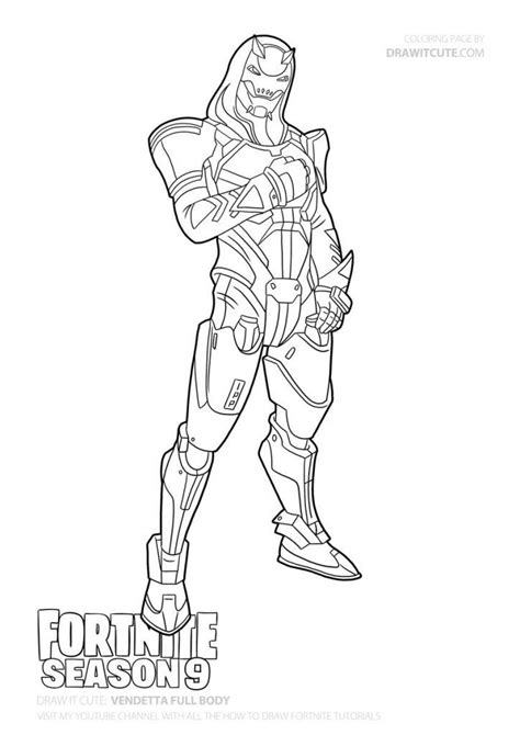 How to Draw and Color Vendetta full body | Fortnite season 9 time lapse