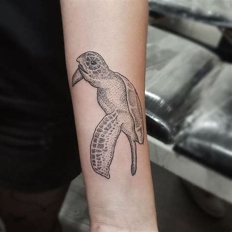 Simple And Beautiful Dotwork Turtle Tattoo On The Forearm Tatuajes De