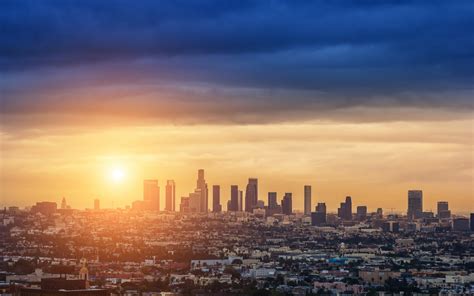 Aerial View Of Los Angeles California Sunrise