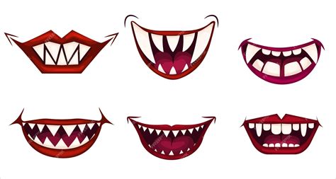 Premium Vector Creepy Clown Mouths Set Scary Evil Clown Smile Vector Icons Set Vector