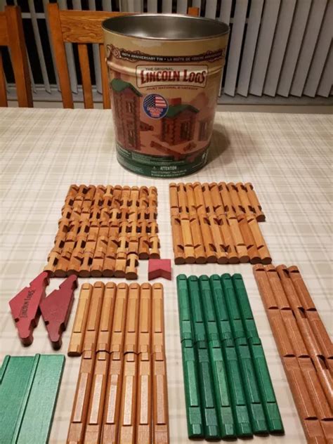The Original Lincoln Logs 100th Anniversary Tin 111 Pieces Complete