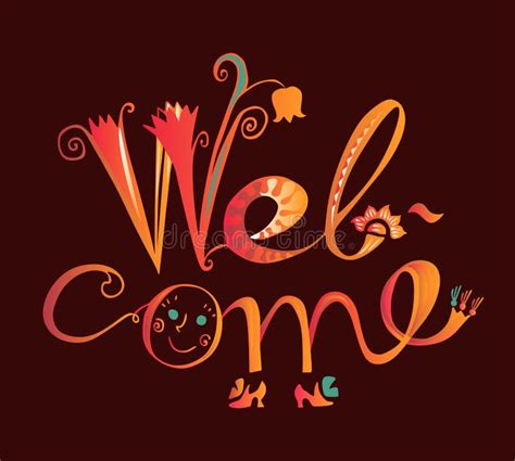 Welcome Cute Hand Drawn Lettering Beautiful Card Or Small Rug Stock
