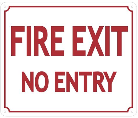 Fire Exit No Entry Sign Aluminium Reflective Red 12x10
