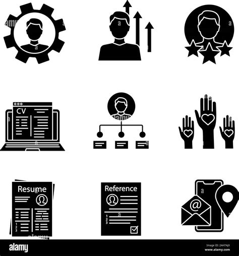 Resume Glyph Icons Set Skills Achievements Experience Online Cv