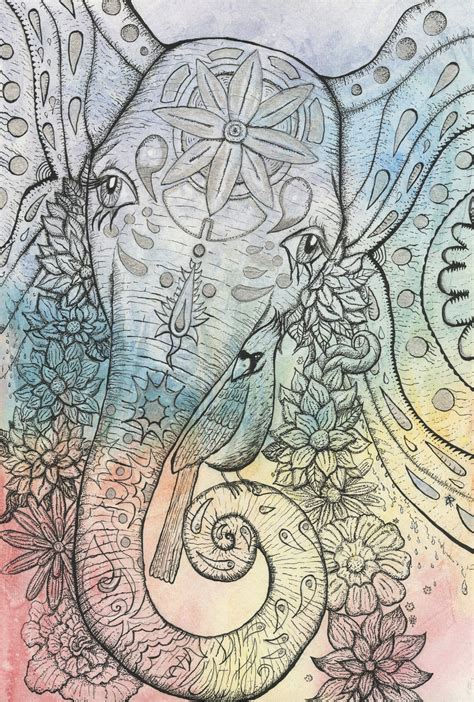Cosmic Psychedelic Elephant Art Print Etsy