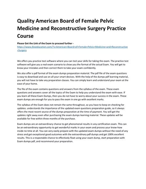 Ppt Quality American Board Of Female Pelvic Medicine And Reconstructive Surgery Prac