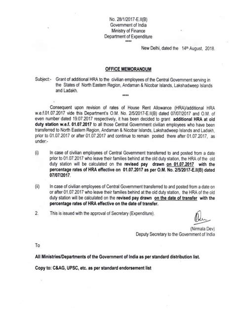 Th Cpc Additional Hra W E F To The Civilian Employees Of The Central Government