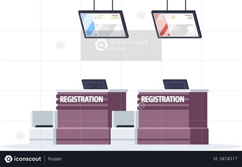 Best Airport Registration Counter Illustration Download In Png And Vector