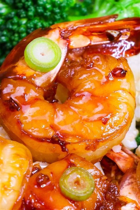 Honey Garlic Shrimp Stir Fry Closeup With Broccoli In The