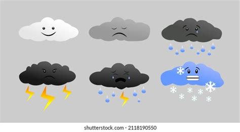 Cartoon Weather Characters Set Friendly Crescent Stock Vector Royalty