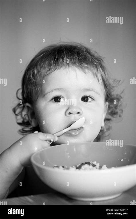 Funny Food Face Child Black And White Stock Photos And Images Alamy