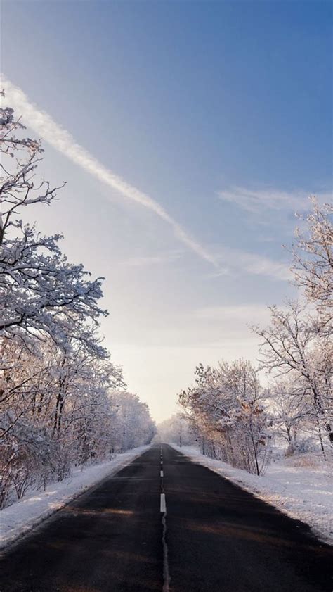 Autumn Winter Road Outdoors Iphone Wallpapers Free Download