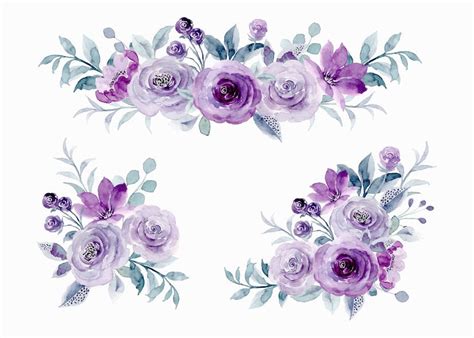 Download Purple Roses Watercolor Art Wallpaper