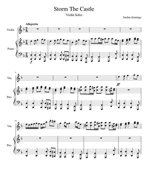 Sheet music for violin with orchestral accomp. Storm The Castle sheet music for Violin, Piano download free in PDF or MIDI