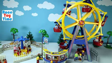 Playmobil Amusement Park Fun Toys Ferris Wheel And Kids Carousel