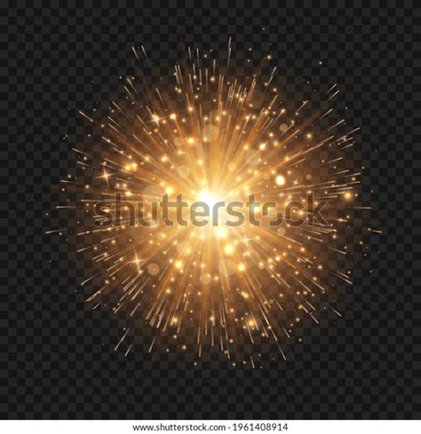 Glowing Starburst Explosion Sparkles Rays Golden Stock Vector Royalty