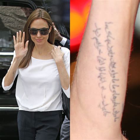 Angelina Jolie Writing Forearm Tattoo Steal Her Style