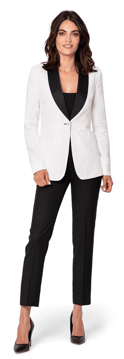 White polyester Tuxedo | Tuxedo women, Casual work wear ...