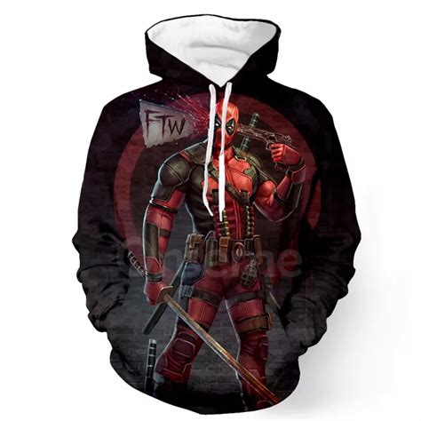 New Men Women Hoodies Comic Deadpool 3d Printed Pocket Hooded