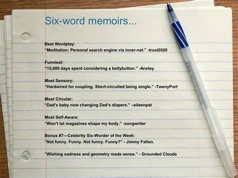 Six Word Memoir Assignment