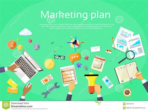 Digital Marketing Plan Creative Team Flat Vector Stock Vector