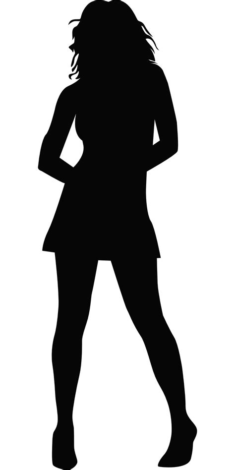 Woman figure slender silhouette posing black white drawing free image