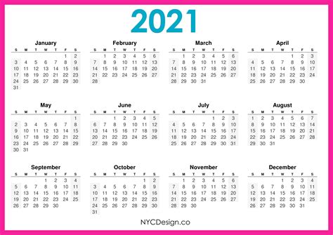 Add holidays and events and print the 2021 calendar. Free 2021 Yearly Calender Template / 12 Month Colorful Calendar for 2021 - Free Printable ...