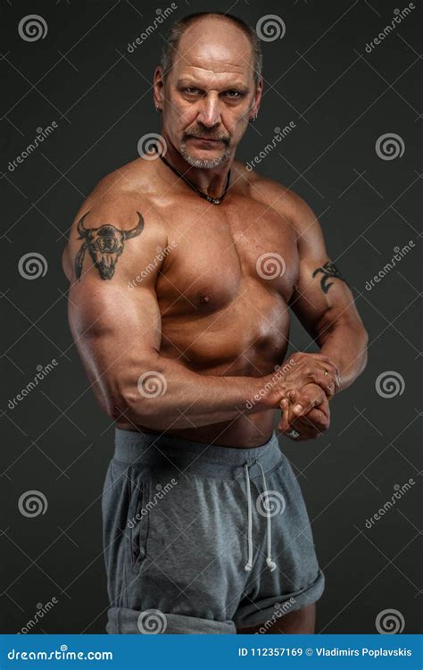 Strong Muscular Middle Age Man Stock Image Image Of Muscle Elderly