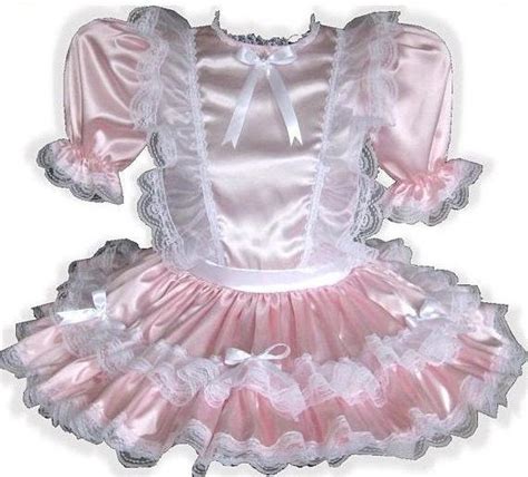 Michelle Custom Fit Pink Satin Organza Ruffle Adult Baby Sissy Dress B