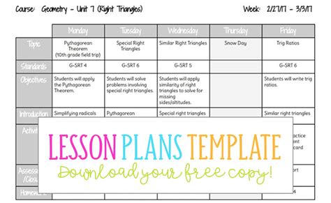 Weekly Lesson Plan Template Google Docs