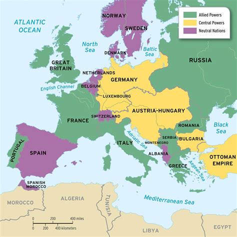 Europe Map Allied Powers World