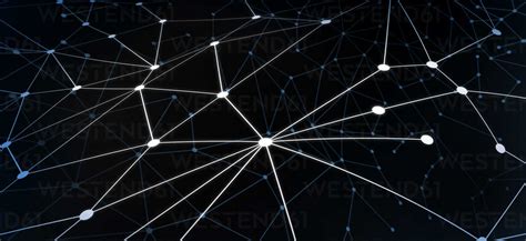 A Web Of Dots Connected By Lines Against A Black Background Stock Photo