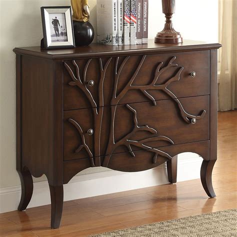 Brown Accent Cabinet W Tree Branch Design Coaster Furniture