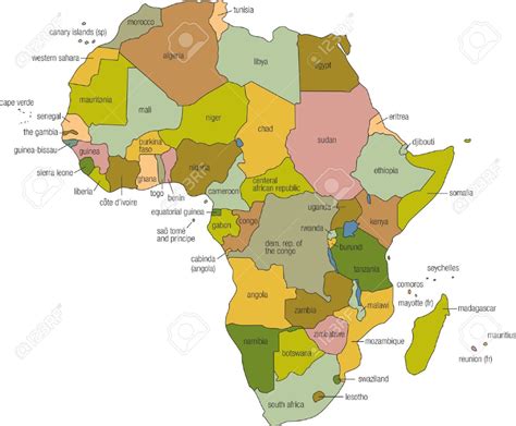 Une Carte En Couleurs De Lafrique Avec Des Noms De Pays Africa