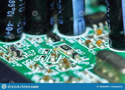 Circuit Board For Computer In Macro Photography For Electric Background