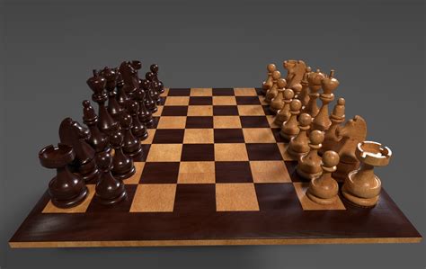 3d Chess Board Set Complete Turbosquid 1546749