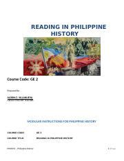 Reading In Philippine History PDF READING IN PHILIPPINE HISTORY
