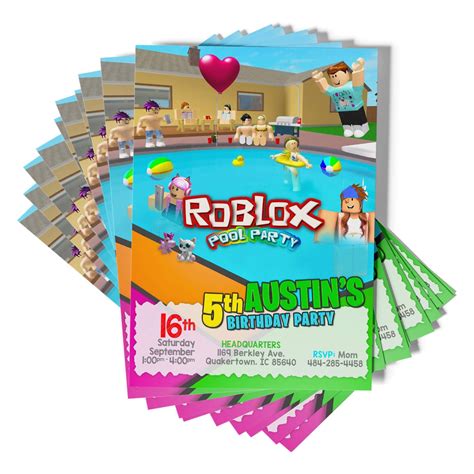Invite Your Loved Ones With Printable Roblox Pool Party Birthday Invitations That You Can