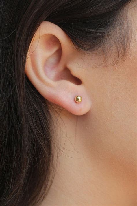 Gold Dot Earrings 14K Gold Filled Stud Earrings Minimalist Etsy