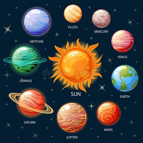 The Solar System With Eight Planets And Sun In Space Royalty