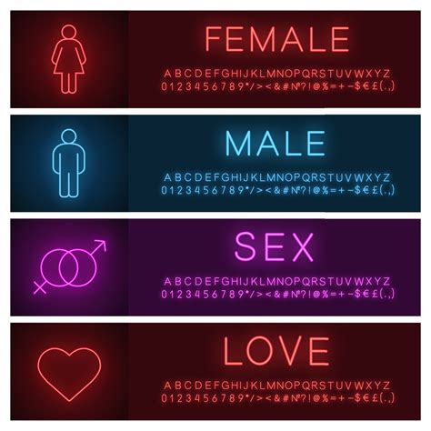 People Neon Light Banner Templates Set Love And Relationships Man Woman Sex Shop Sign Heart