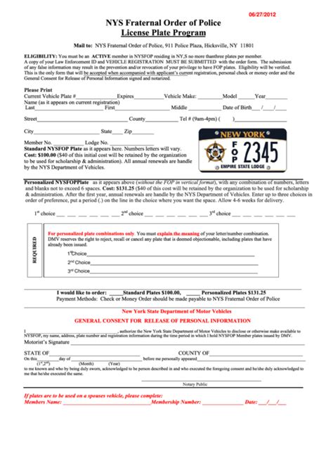 यूपी ग्राम पंचायत चुनाव आरक्षण सूची 2021: Fillable Nys Fraternal Order Of Police - License Plate Program Application printable pdf download
