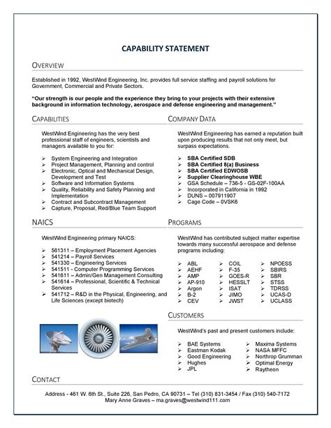 Free Capability Statement Template For Your Needs Gambaran