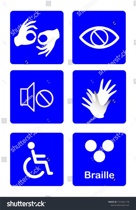 Blue Disability Symbols Signs Collection May Stock Vector Royalty Free